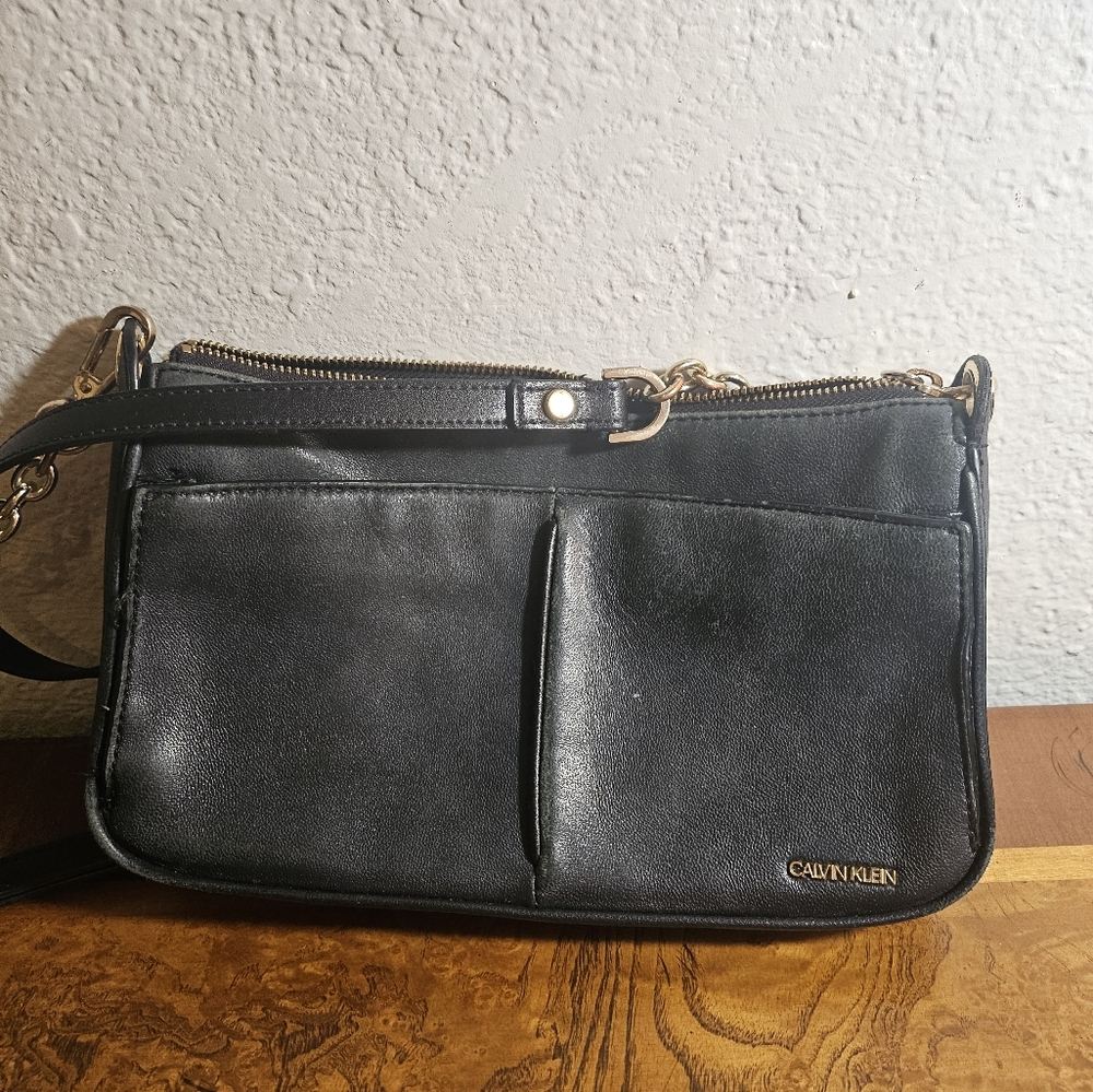 Calvin Klein Black Leather Crossbody Bag